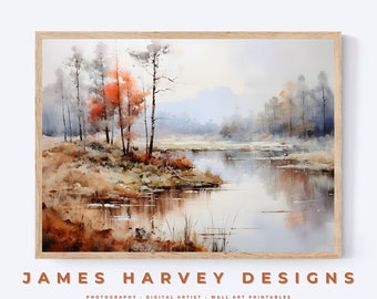 Vintage Landscape | Watercolor | Wall Art | Digital Download | Downloadable Wall Art | Digital Wall Art | Wall Decor