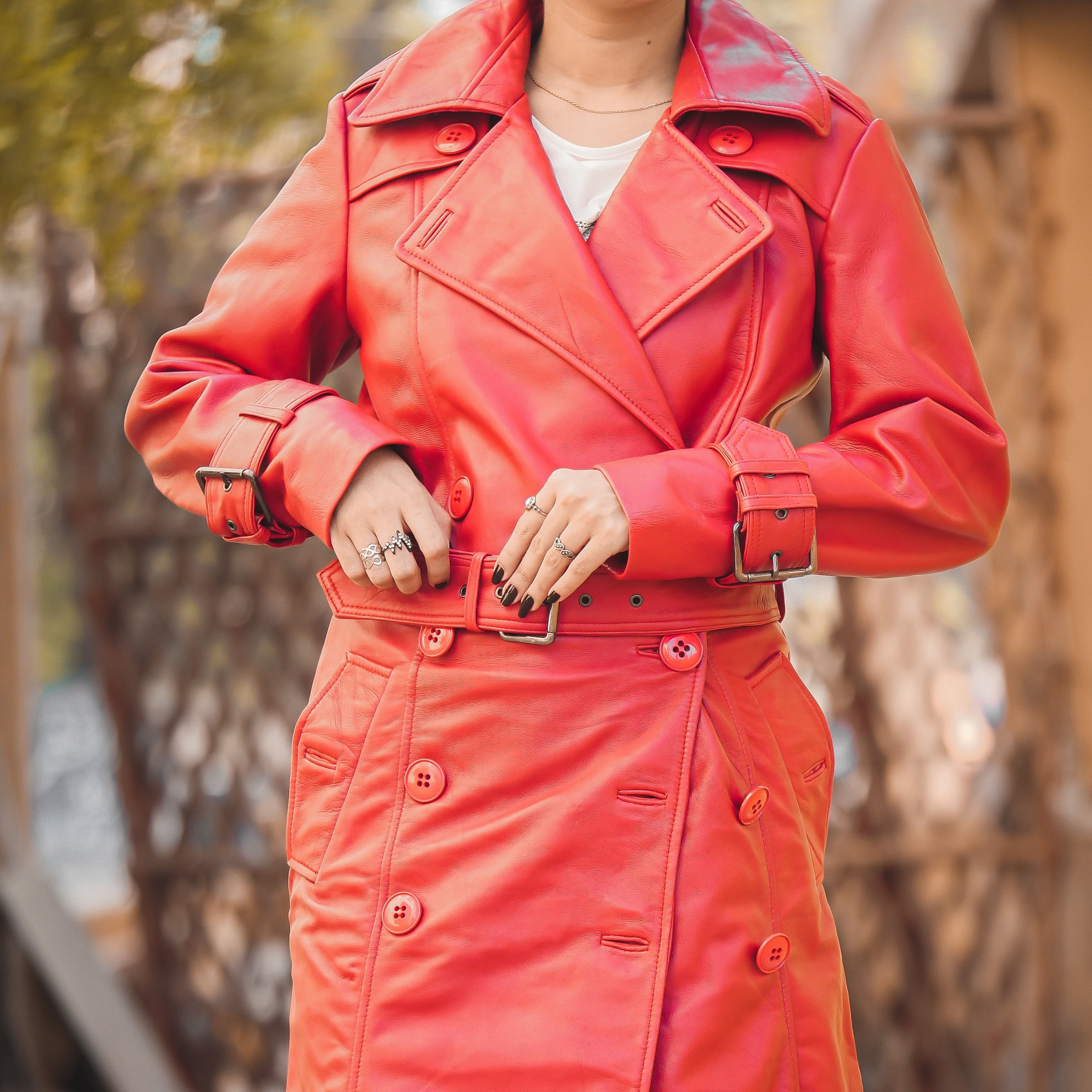 Women Leather Trench Coat Double Breasted Leather Trench Coat Etsy