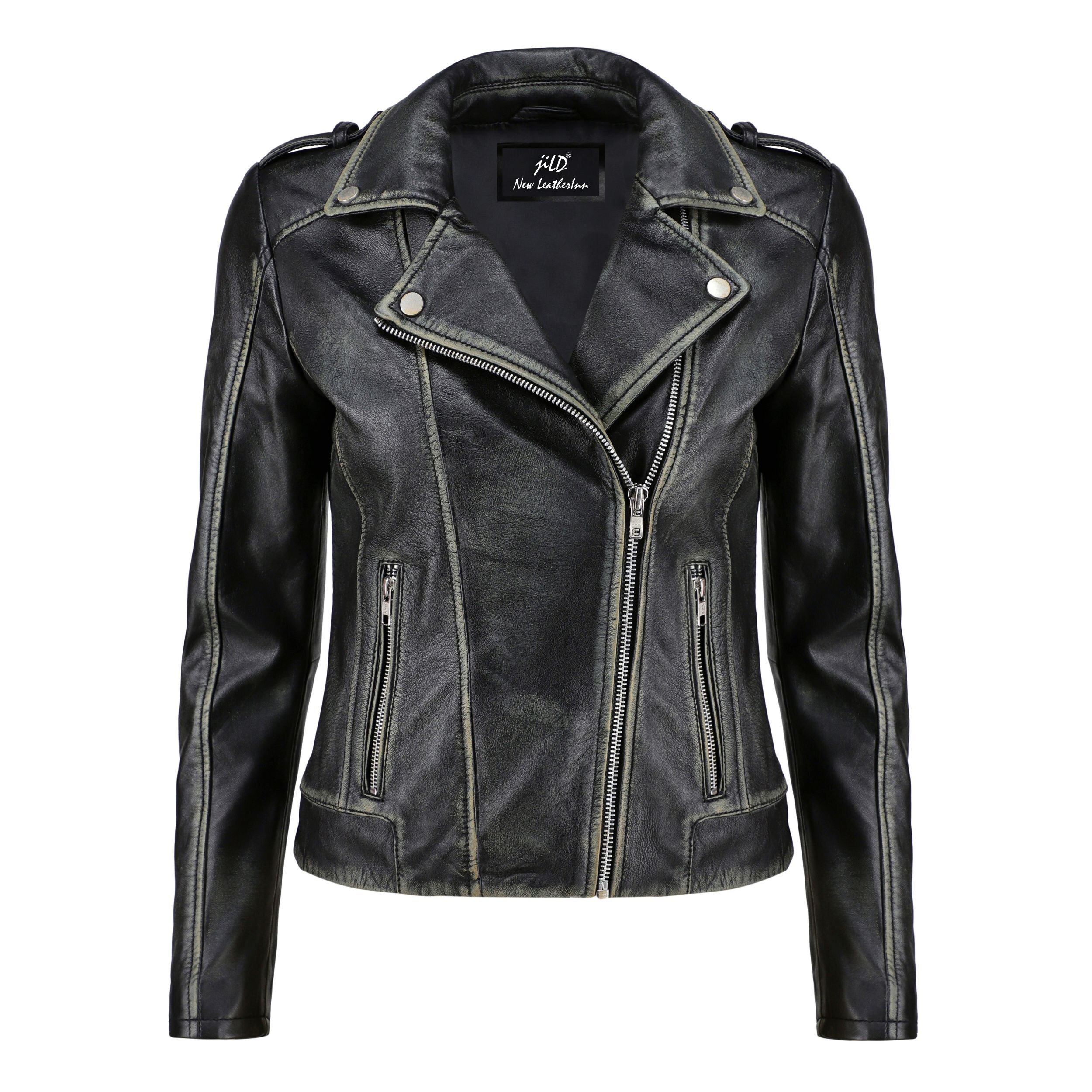 Biker Style Vintage Leather Jacket Women Casual Fashion - Etsy