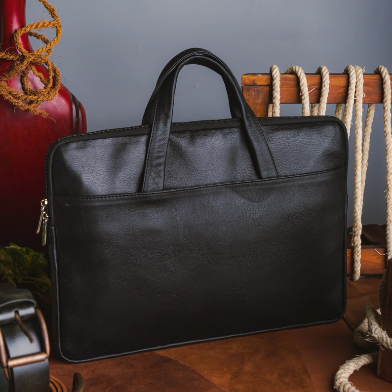 Founder Slim Leather Laptop Bag Black Minimal Laptop Bags for Etsy