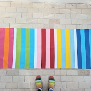 Boho hallway runner mat in bright stripy cotton