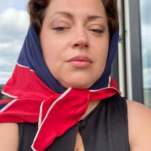 Vintage Hamburg Pure Silk Scarf, Red, White & Navy Square Head Accessory, Made in Italy Silk Scarf 80 cm Nautical Bandana, Maritime Clothing