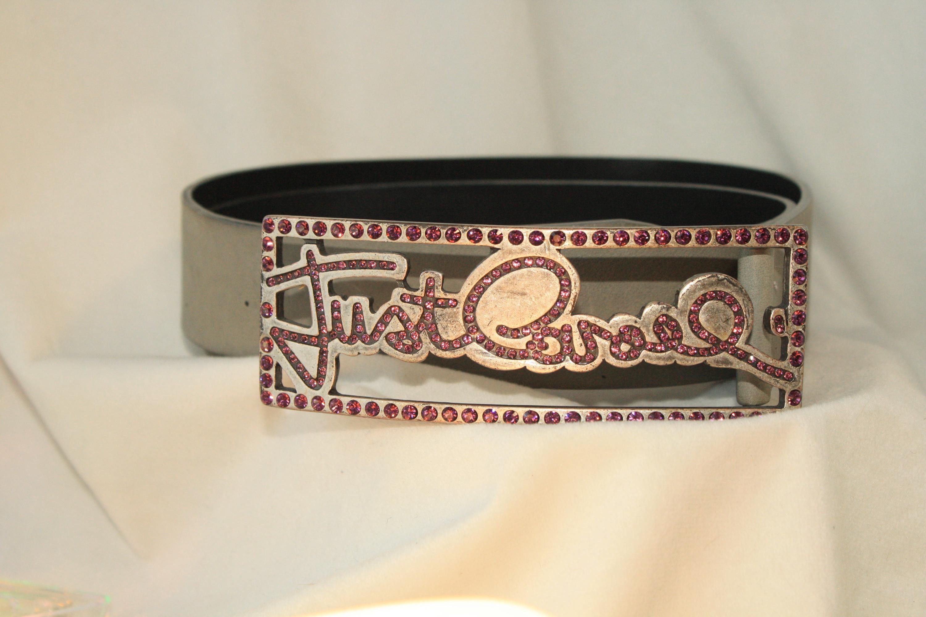 Just Cavalli Y2K Rhinestone Logo Belt – 2000s Designer  display picture 2