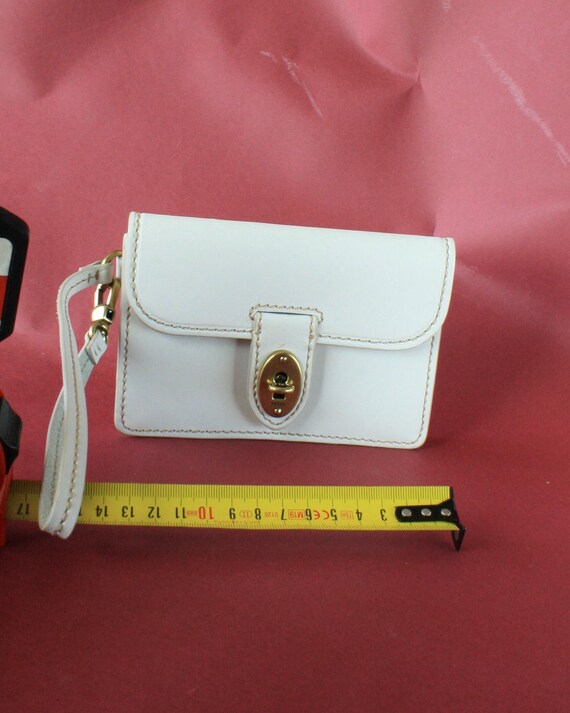 Vintage Fossil White Leather Wristlet Pouch, Turnlock Clutch