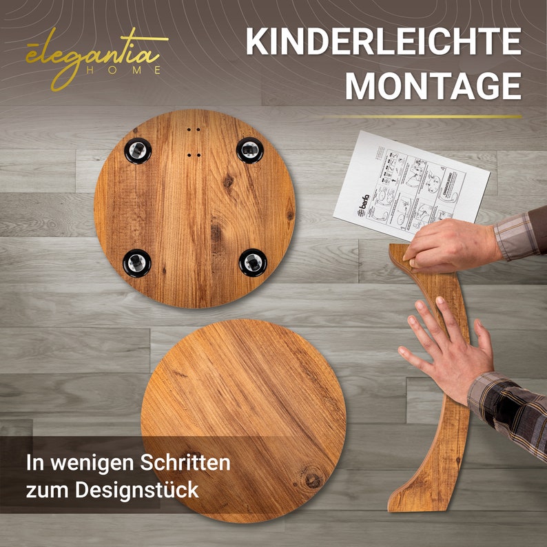 Chicer ēlegantia-Home-Beistelltisch in praktischer C Form mit Rollen Sofatisch in schöner Nussbaum-Holzoptik Tisch für Sofa,Couch oder Bett Bild 7