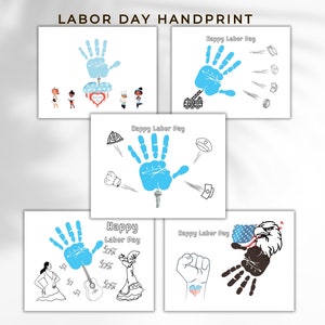Pacchetto impronte di mani del Labor Day, artigianato artistico ricordo, regalo di impronte di mani, bambino, ricordo fai da te per bambini, attività prescolare, arredamento patriottico