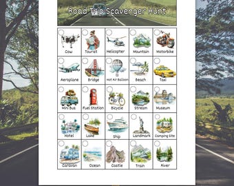 Afdrukbare roadtrip speurtocht, autoritspel voor kinderen (pdf en JPG)