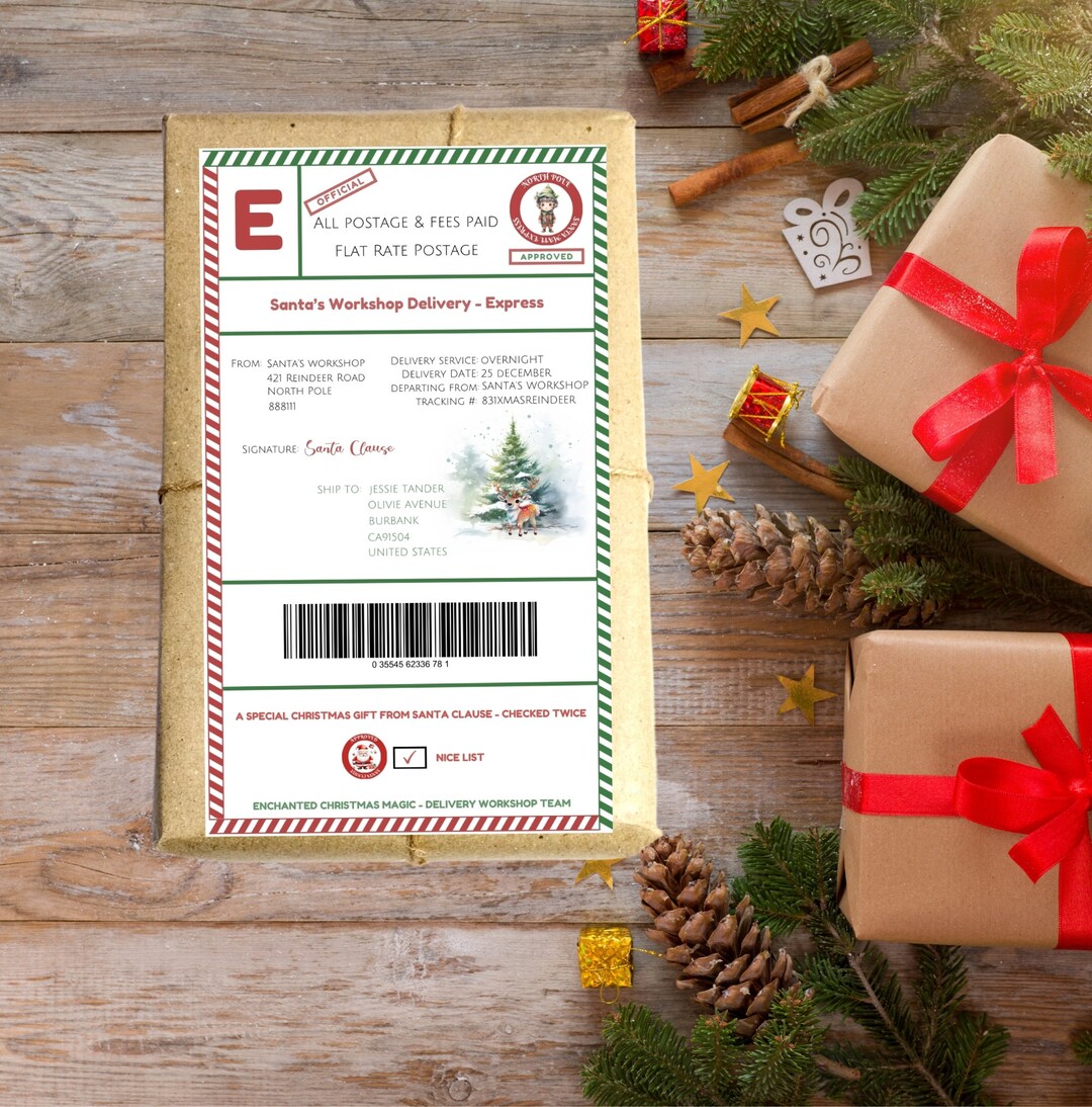 Editable Santa Shipping Label Kids Christmas Gifts - Etsy