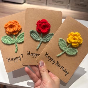 Crochet Birthday Card Crochet Gift Card Crochet Greeting Card Anniversary Card Flower Cards Personalized Crochet Gift Idea for Her for Mom