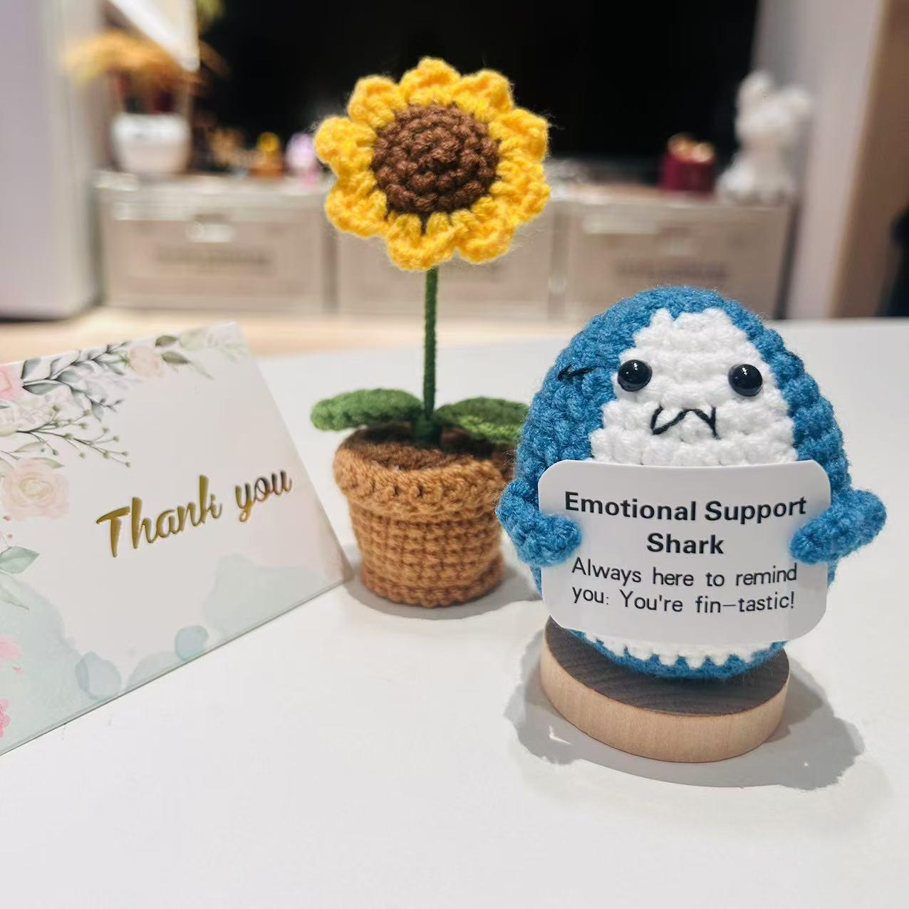 Emotional Support Cat Gift Funny Positive Crochet Cat With Card Positive Gifts | UK