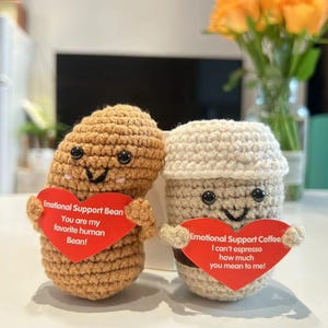Emotional Support Coffee Beans Crochet Motivational Gifts Birthday Gifts for Her/Him/Friends Desk Buddy Cheer Up Gift Idea Gift.