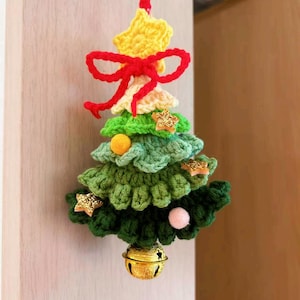 Crochet Christmas Tree Car Mirror Accessories Car Hanging Decor Christmas Ornaments Christmas Decoration Handmade Crochet Christmas Gifts