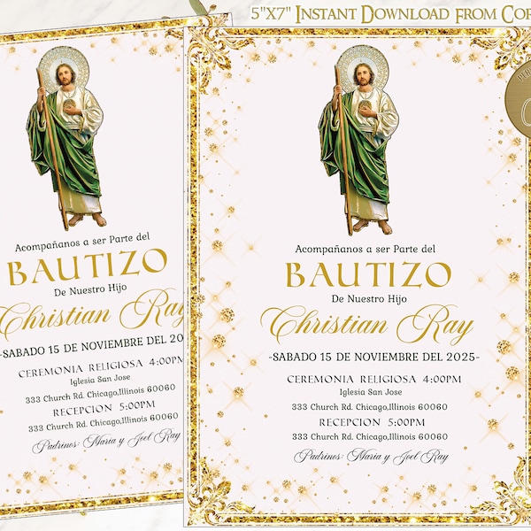EDITABLE San Judas Invitation, Baptism Invites, San Juditas Invites, Bautizo Mexican Theme, Religious Invites, Invitaciones Bautizo, St.Jude