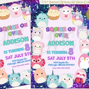 Squishmallow Birthday Invitation, Squishy Invitation,Customizable Squishmallows Birthday Party Invitation, Squishmallow Party, Editable