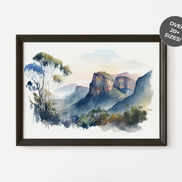 Landscape Print Blue Mountains  |  Digital Download  |  Watercolour Sketch Print