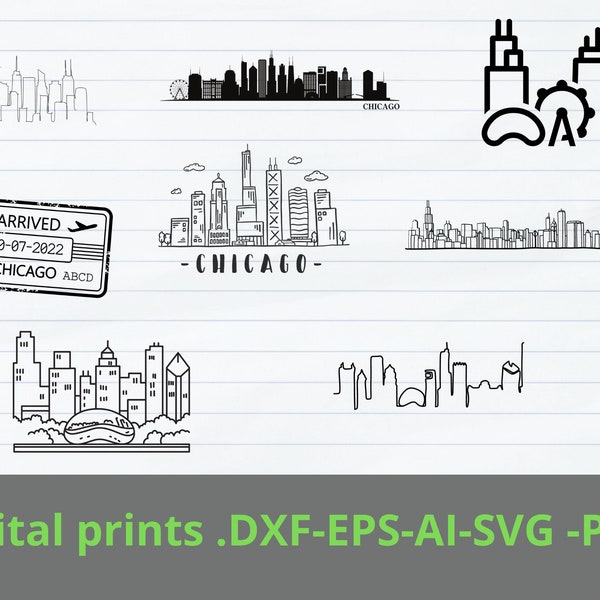 Chicago Svg Cut File | chicago skyline SVG | SVG |png|Commercial & Personal Use | Instant download design for cricut or silhouette