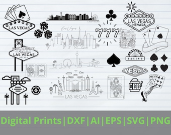 Las Vegas SVG Cut File | Casino, Poker Design (Digital Download)