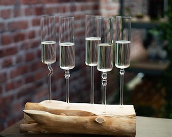 Mouth-blown, personalized champagne glass made of borosilicate glass / Gift / Handmade / DIY