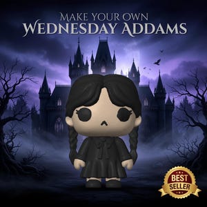 Wednesday Addams Chibi Figurine STL File – 3D Print Fan Art – Instant Digital Download