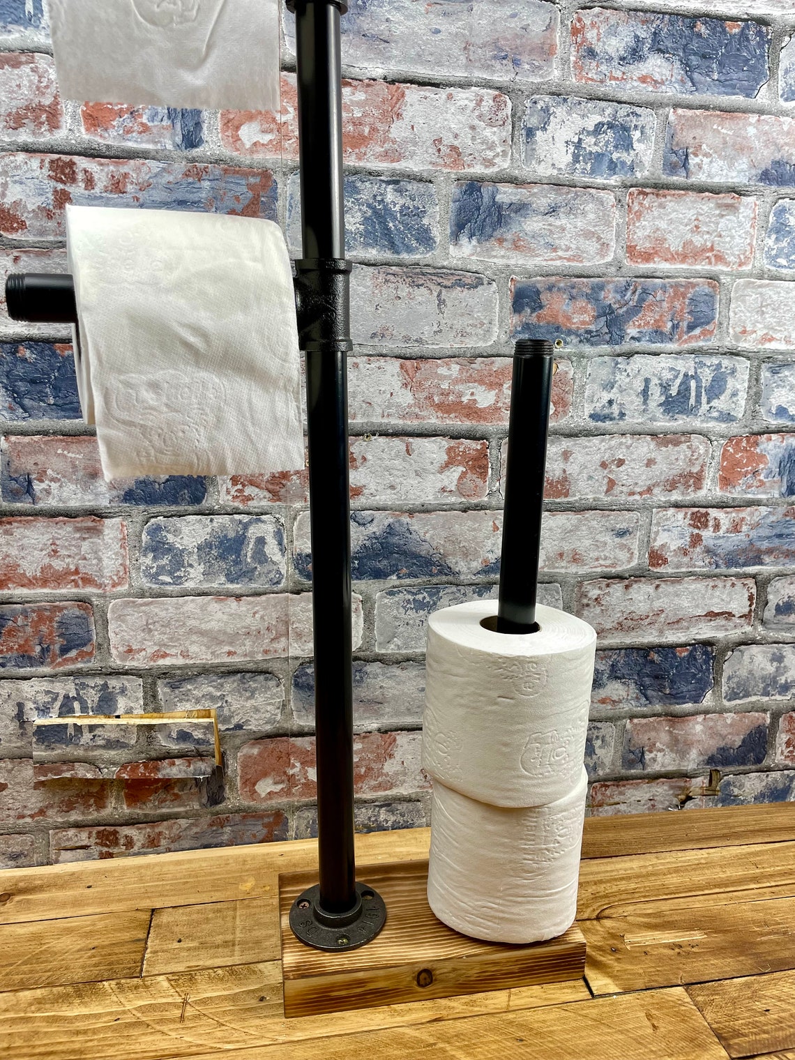 Industrial Style Pipework Steel Free Standing Double Toilet Roll Holder industrial-style-pipework-steel-free-standing-double-toilet-roll-holder