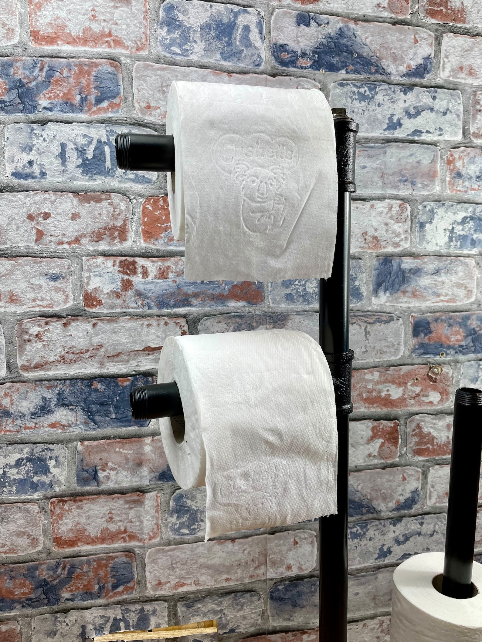 Industrial Style Pipework Steel Free Standing Double Toilet Roll Holder industrial-style-pipework-steel-free-standing-double-toilet-roll-holder