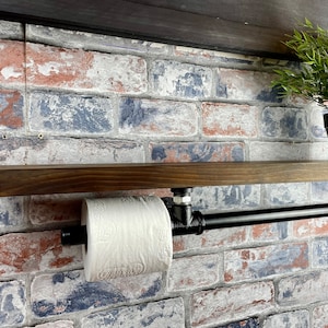 Suporte para rolo de papel higiênico e toalheiro de tubulação de estilo industrial | Loft Living | Móveis feitos à mão | Móveis de tubulação