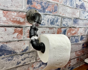 Portarrollos de papel higiénico de tubo industrial / Decoración de baño Steampunk