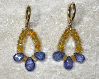 Celestial Tanzanite & Citrine drop Earrings