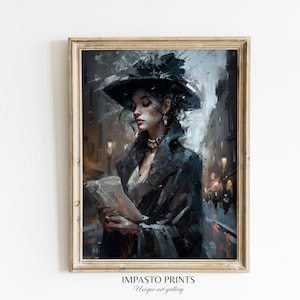 Woman Reading Print, Dark Academia Prints, Woman Art, Vintage Poster, Moody Wall Decor, Fine Art Poster, Antique Wall Art, Vintage Decor