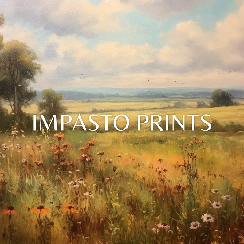 Printable Wildflower Field Landscape Oil Painting Vintage Landscape Art