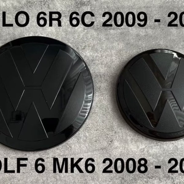 VW Golf 6 VI Polo 6R 6C Front & Heck Emblem Vorne Schwarz Logo Zeichen