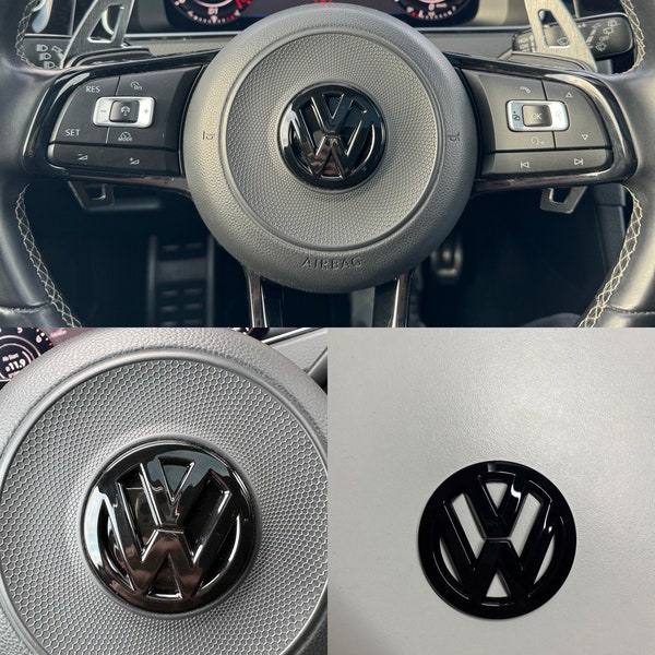 VW Lenkrad Emblem in schwarz Hochglanz für Golf 7 Gti, Gtd, R, Tcr etc.