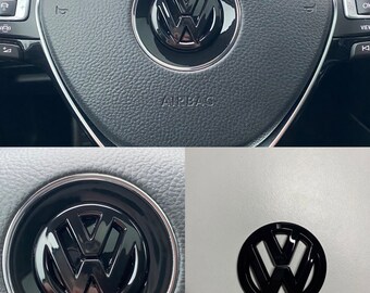 VW Lenkrad Emblem in schwarz Hochglanz für Golf 6 & 7  Polo Tiguan T-Roc Passat Arteon etc.