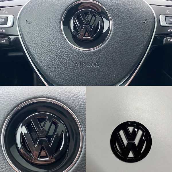 VW Lenkrad Emblem in schwarz Hochglanz für Golf 6 & 7  Polo Tiguan T-Roc Passat Arteon etc.