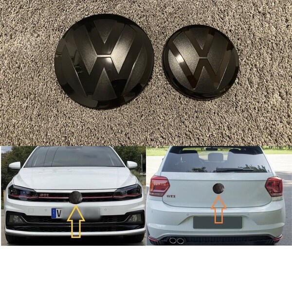 VW Polo 6 AW (Vfl und FL) 2017-2023 Front & Heck Emblem Vorne Schwarz Logo Zeichen