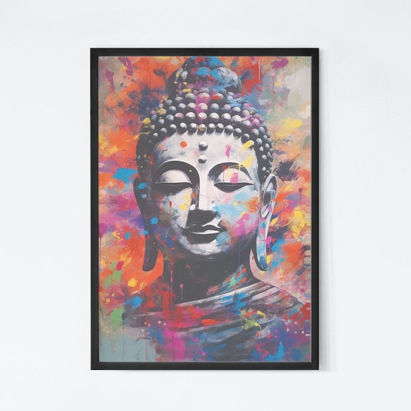 Abstract Buddha Wall Art, Digital Download, Colorful Buddha Digital Painting, Buddha Poster, Modern Art, Yoga Studio Wall Art, Printable