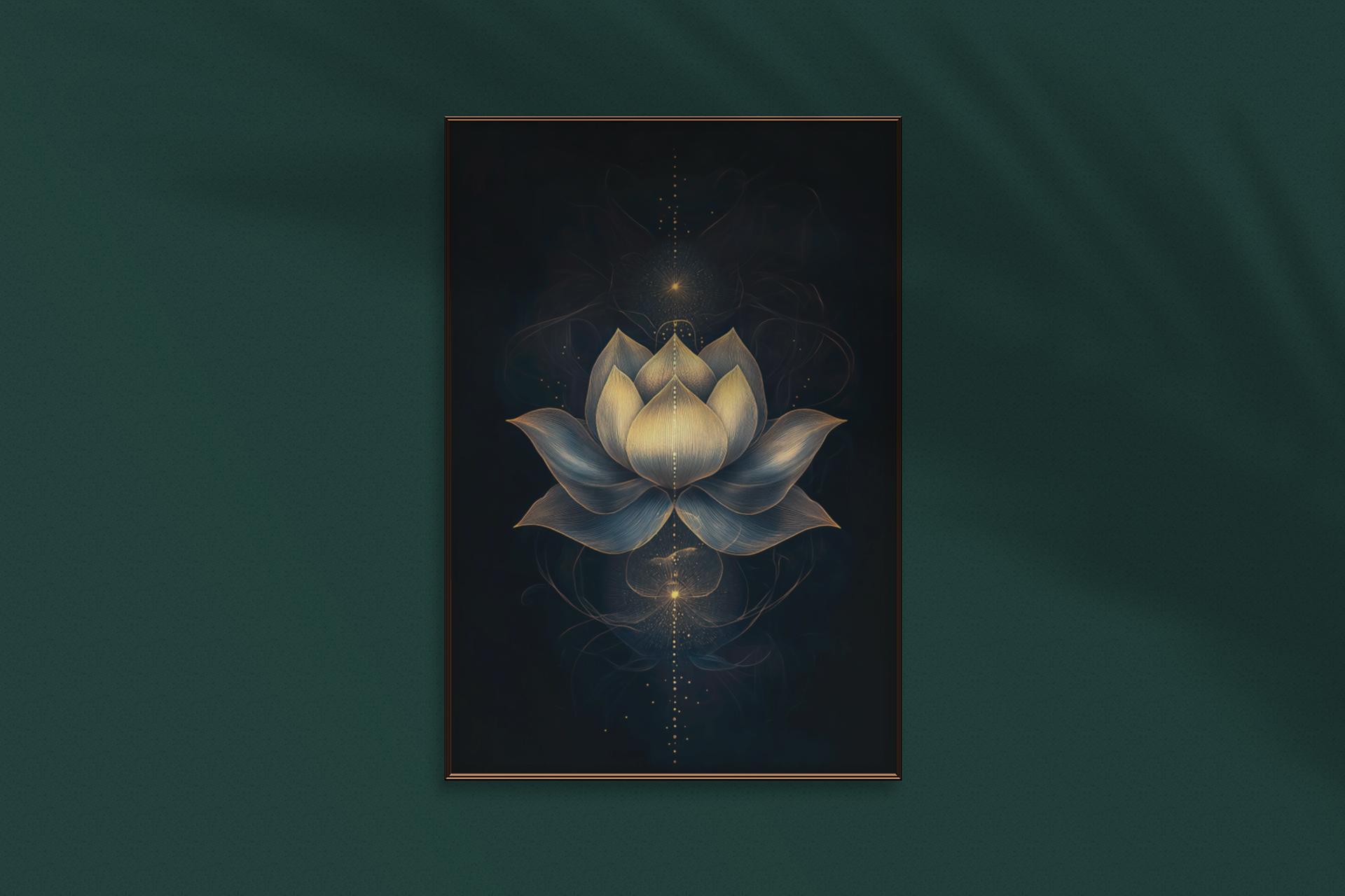 Illuminated Lotus Flower Art Print - Digital Download for Spiritual and ...