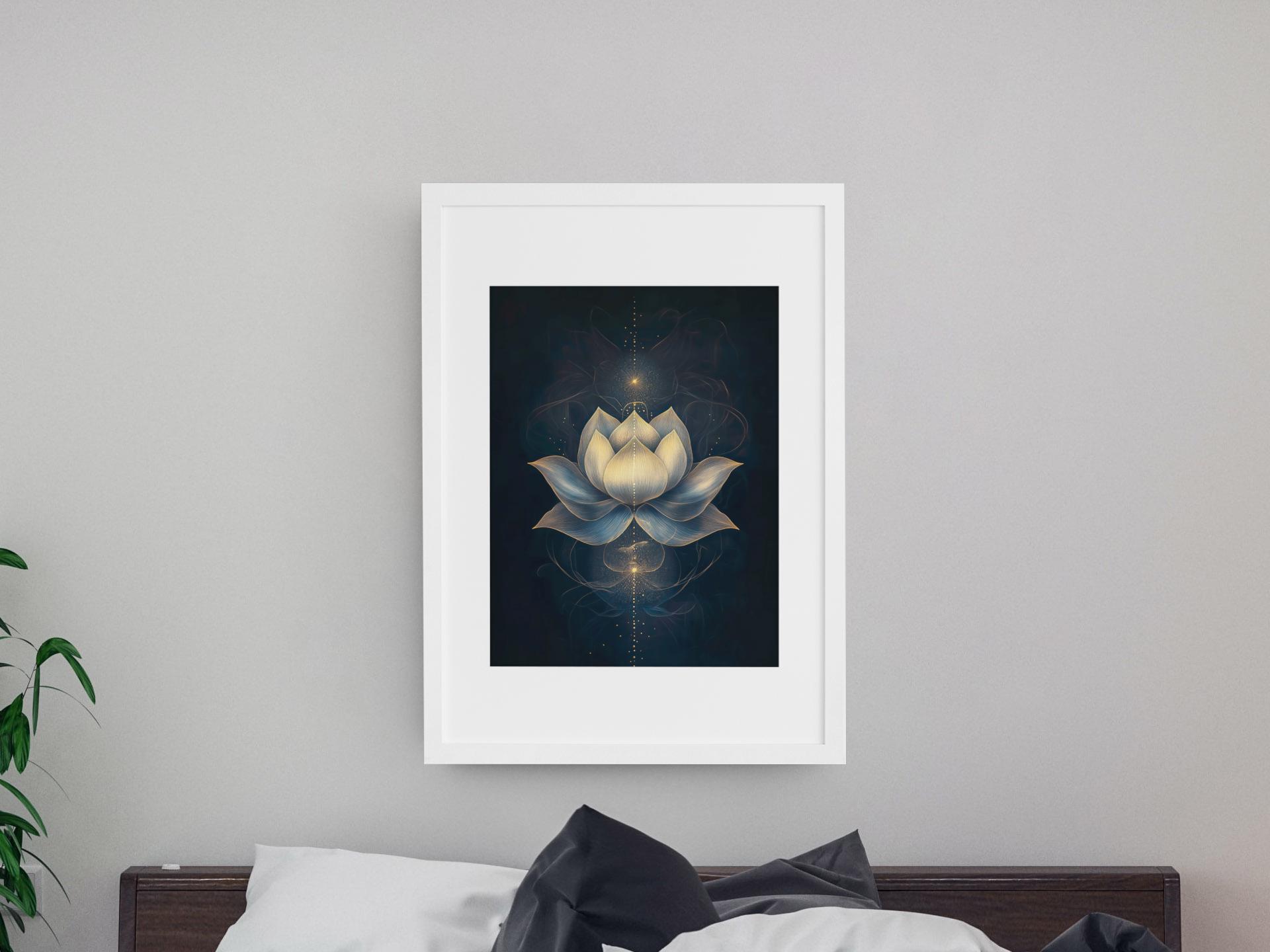 Illuminated Lotus Flower Art Print - Digital Download for Spiritual and ...