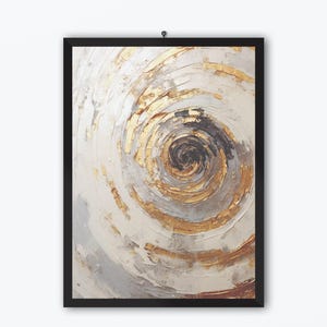 Abstract Gold and White Spiral Wall Art Digital Download | Modern Textured Art for Home Decor | Instant Download in Multiple Sizes