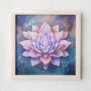 Impression d'art fleur de lotus enchantée - art mural numérique spirituel, décoration d'intérieur tranquille, téléchargement immédiat