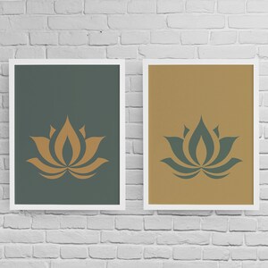 Minimalist Lotus Art Prints - Digital Wall Decor, Set of 2, Modern Home Accents