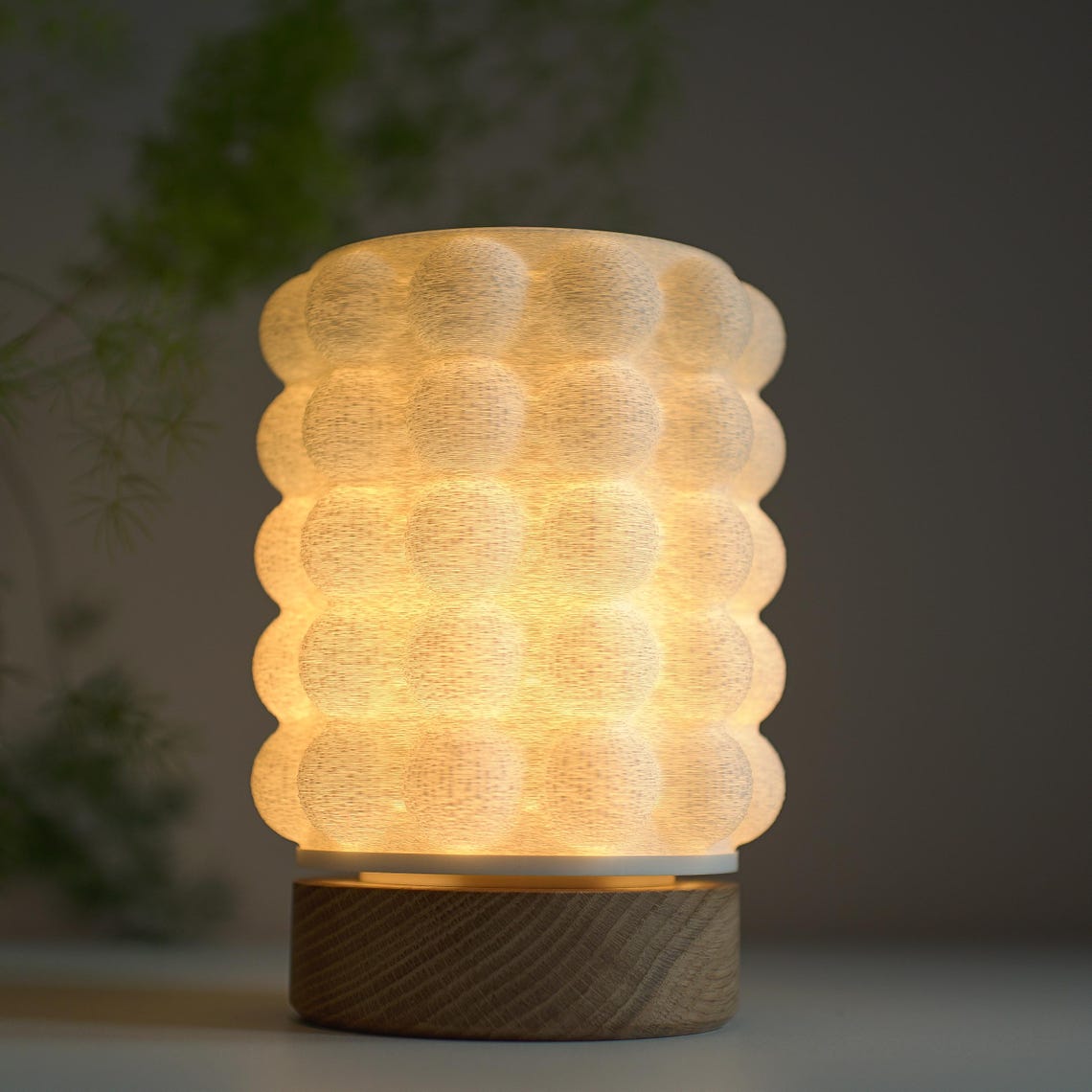 Bubble Table Lamp, 3D Printed Textured Lampshade on Handcrafted Wood ...