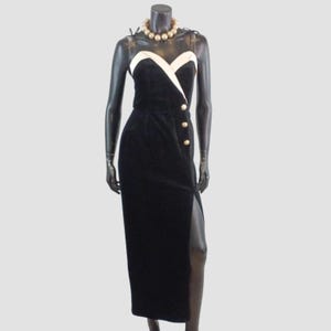 Vestido vintage de terciopelo de algodón negro de los años 80, vestido de satén con escote corazón, vestido de noche explosivo de los años 80, vestido negro corto vintage llamativo, tallas UK8, US4, EU36