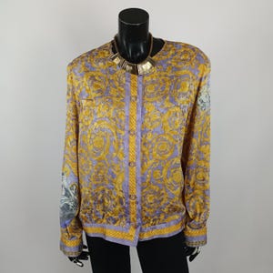 Vintage silk blouse, vintage silk shirt, vintage silk, unique silk blouse, 90s silk blouse, baroque silk blouse, baroque vintage blouse