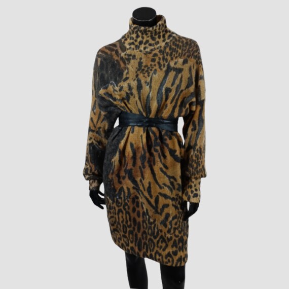 80s Leopard Print Knitted Sweater Dress: Vintage Animal Print - Etsy Israel