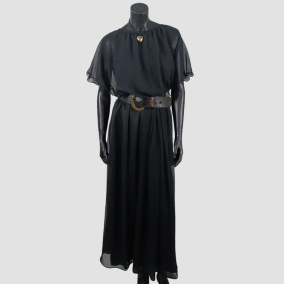 angel sleeve black dress 80s Maxi Dress, Sheer Dress, Elegant Cocktail Dress, Formal Dress, UK10, US6, EU38 neckline creates an alluring Groomsmen Outfit Bridesmaid dress Color:Cream/Black/Grey Amaryllis Blue Beading Corset