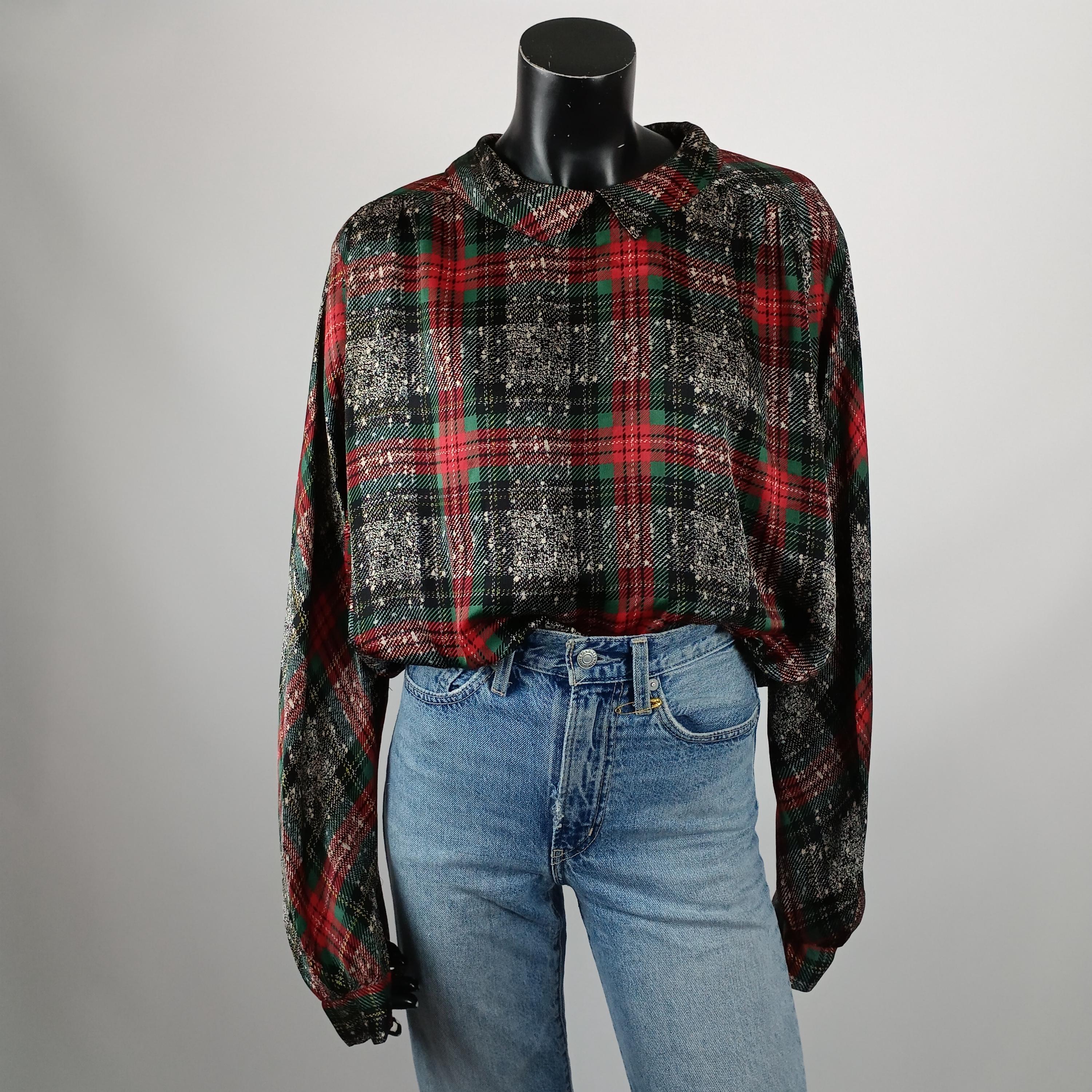 Chemise Topshop Oversize à Carreaux Bleu Marine - Taille 8, Viscose, Occasion Très Bon état