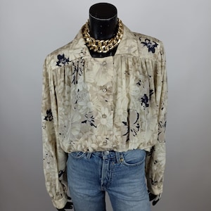 Vintage blouse, silk blouse, vintage silk shirt, floral silk blouse, floral shirt, oversized vintage blouse, silk shirt, chic silk shirt