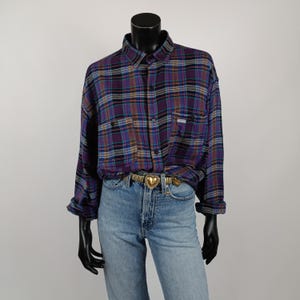 Vintage 90s cotton Shirt, Vintage Purple Plaid Shirt, Vintage Rifle Shirt, Vintage Purple Check Shirt, Western Cowgirl Shirt Coastal Cowgirl