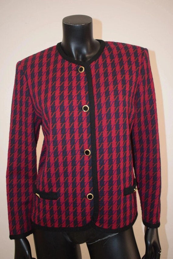 Italian 1980s vintage navy and pink hounds tooth c